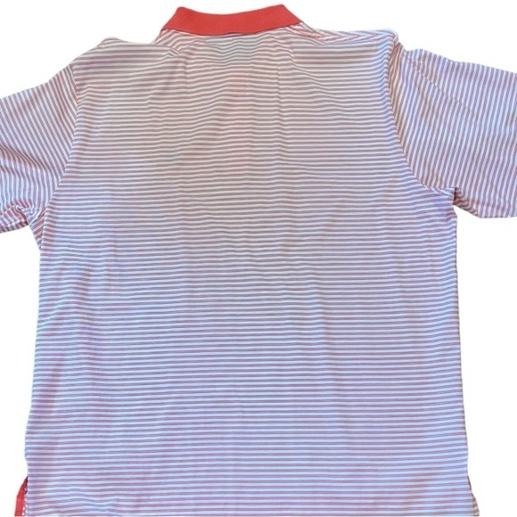 POLO GOLF Ralph Lauren Men’s XL Polo Orange White Striped 3 Button‎ Short Sleeve - Picture 7 of 8